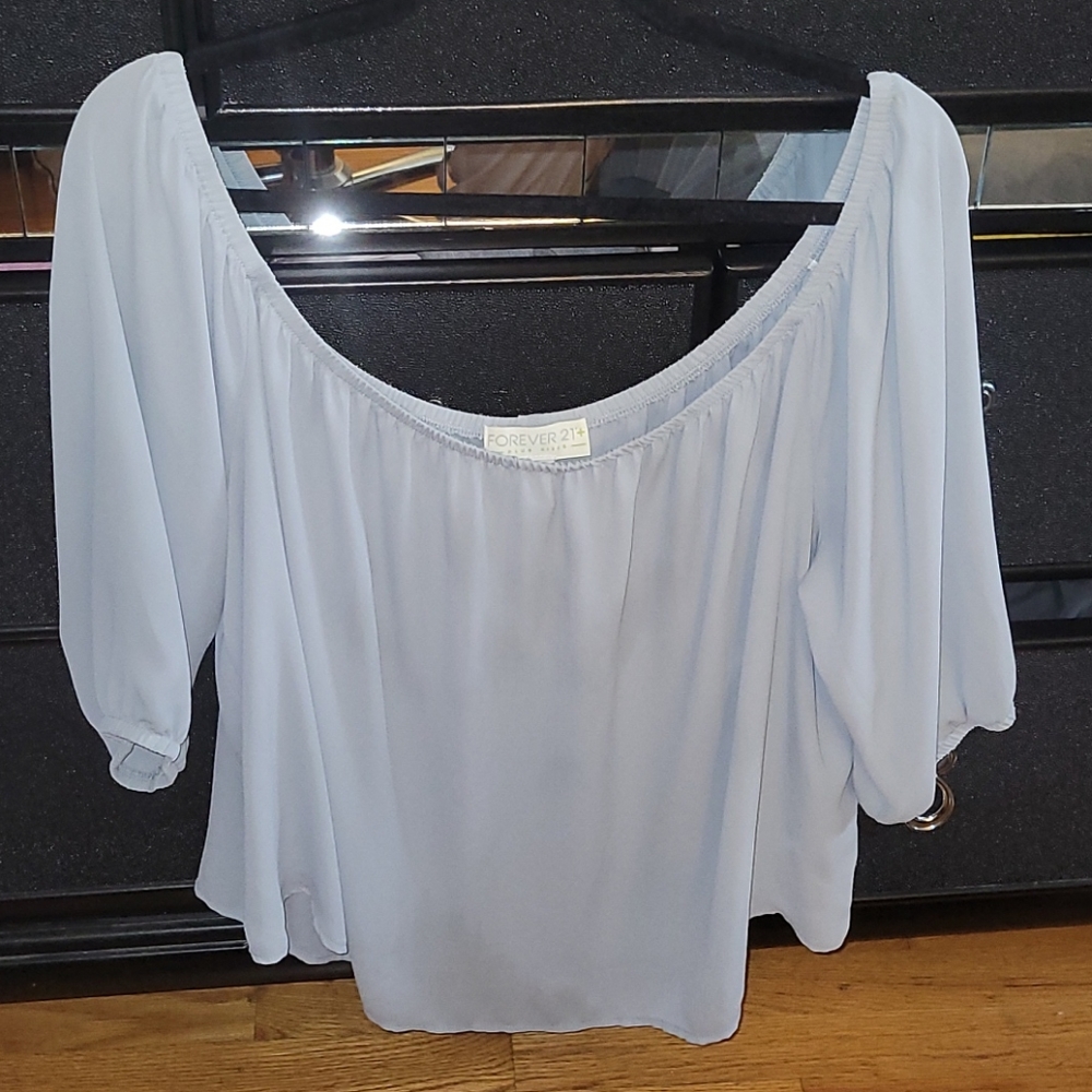 Forever 21 Light Blue Off-Shoulder Blouse